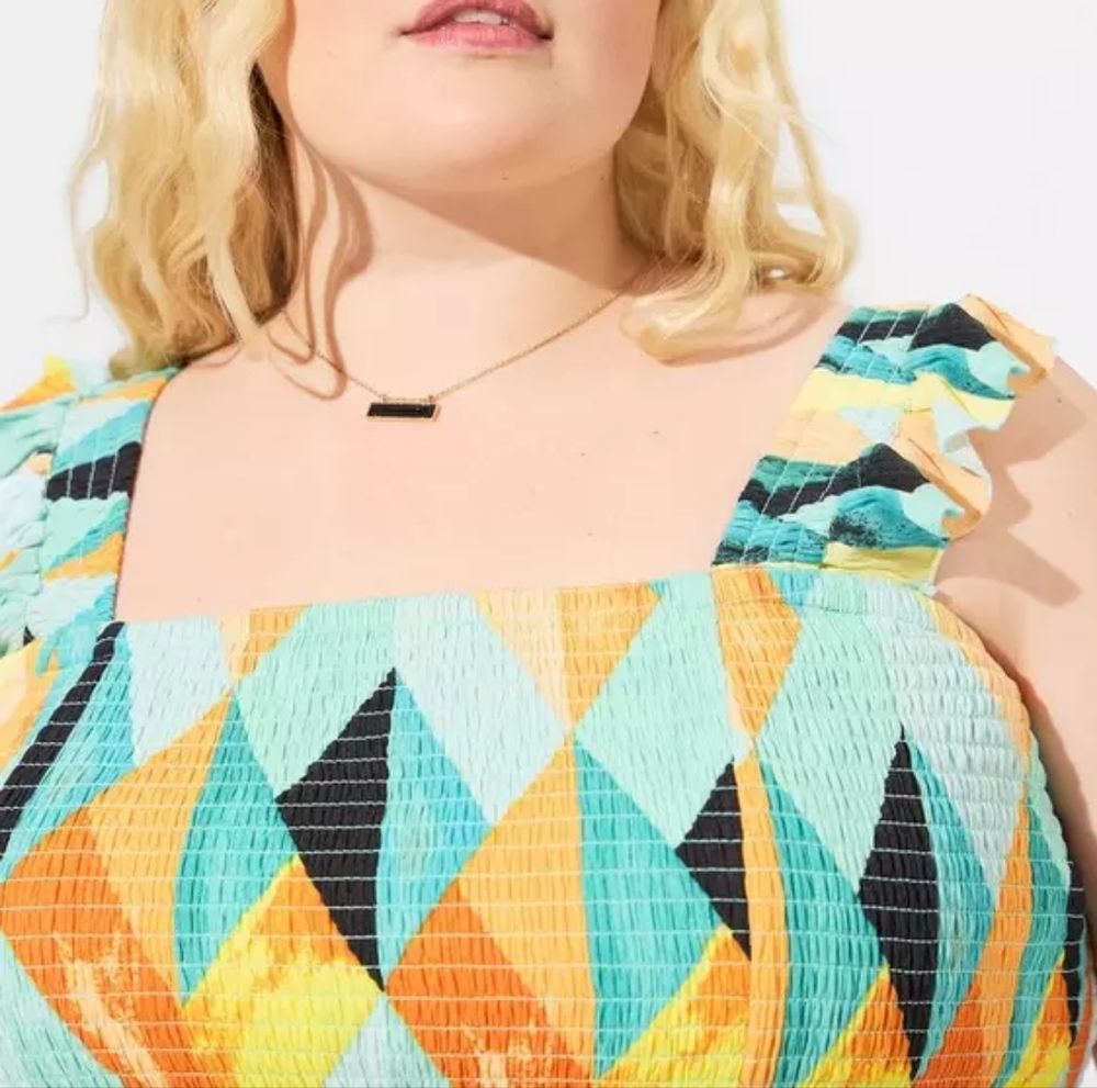 Torrid Peplum Washable Crinkle Gauze Smocked Tank Top - Picture 8 of 10